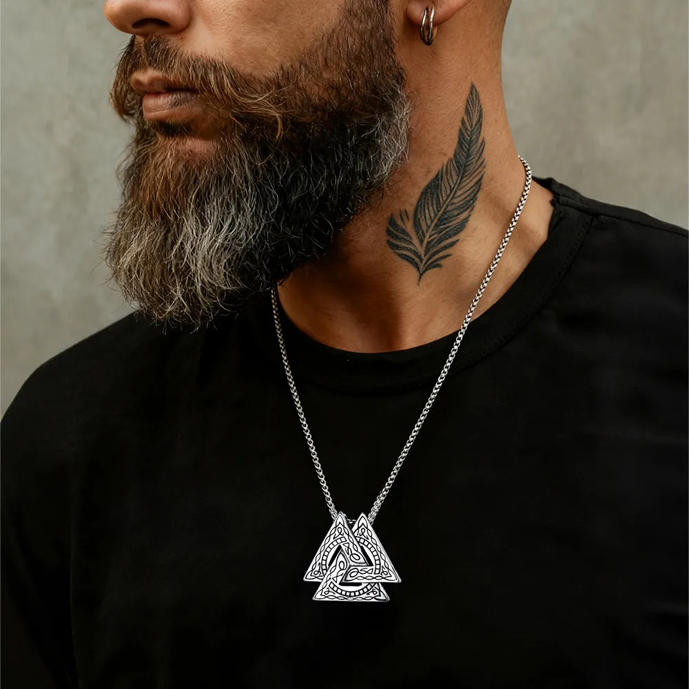 Viking Norse Odin Triangle Valknut Pendant Necklace for Men sold by FaithHeart product image thumbnail 2
