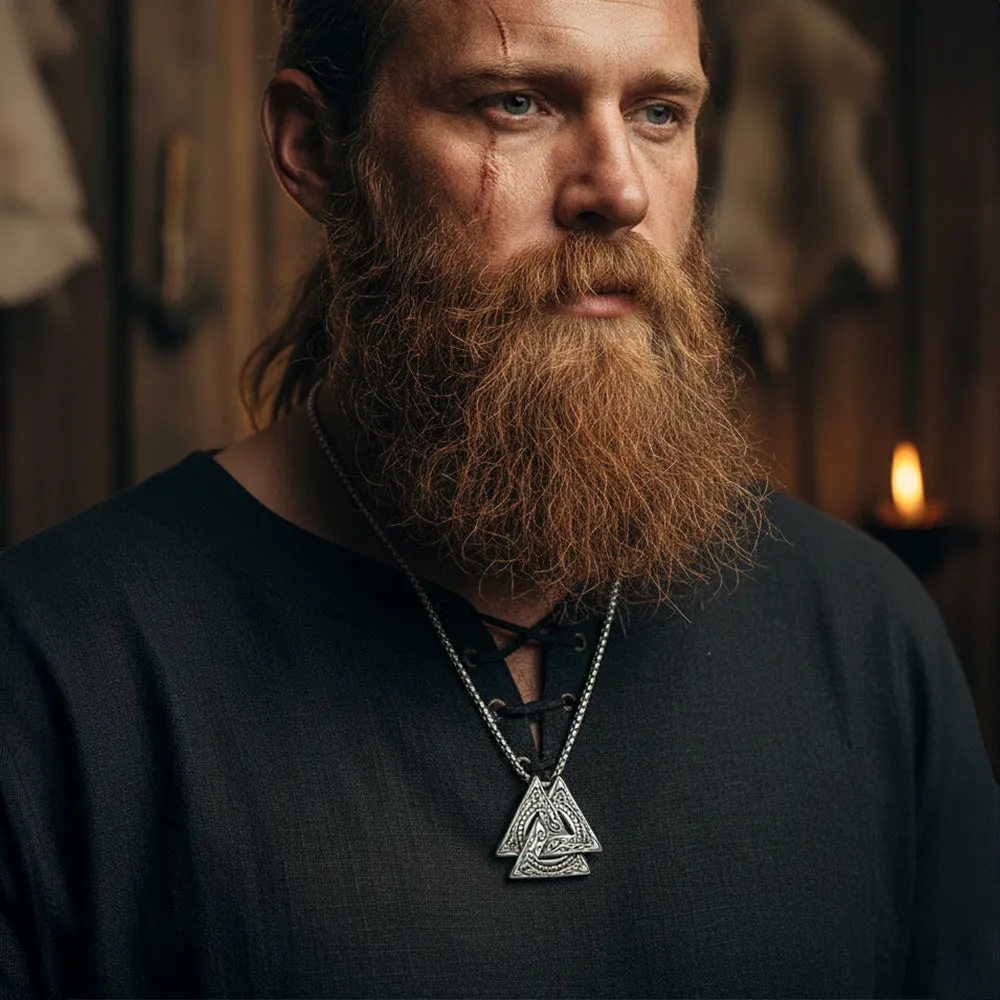 Viking Norse Odin Triangle Valknut Pendant Necklace for Men sold by FaithHeart product image thumbnail 3