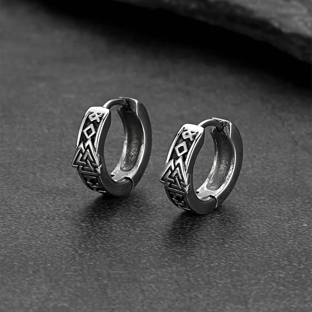 Viking Valknut Hoop Earrings with Rune for Men Stainless Steel sold by FaithHeart product image thumbnail 5
