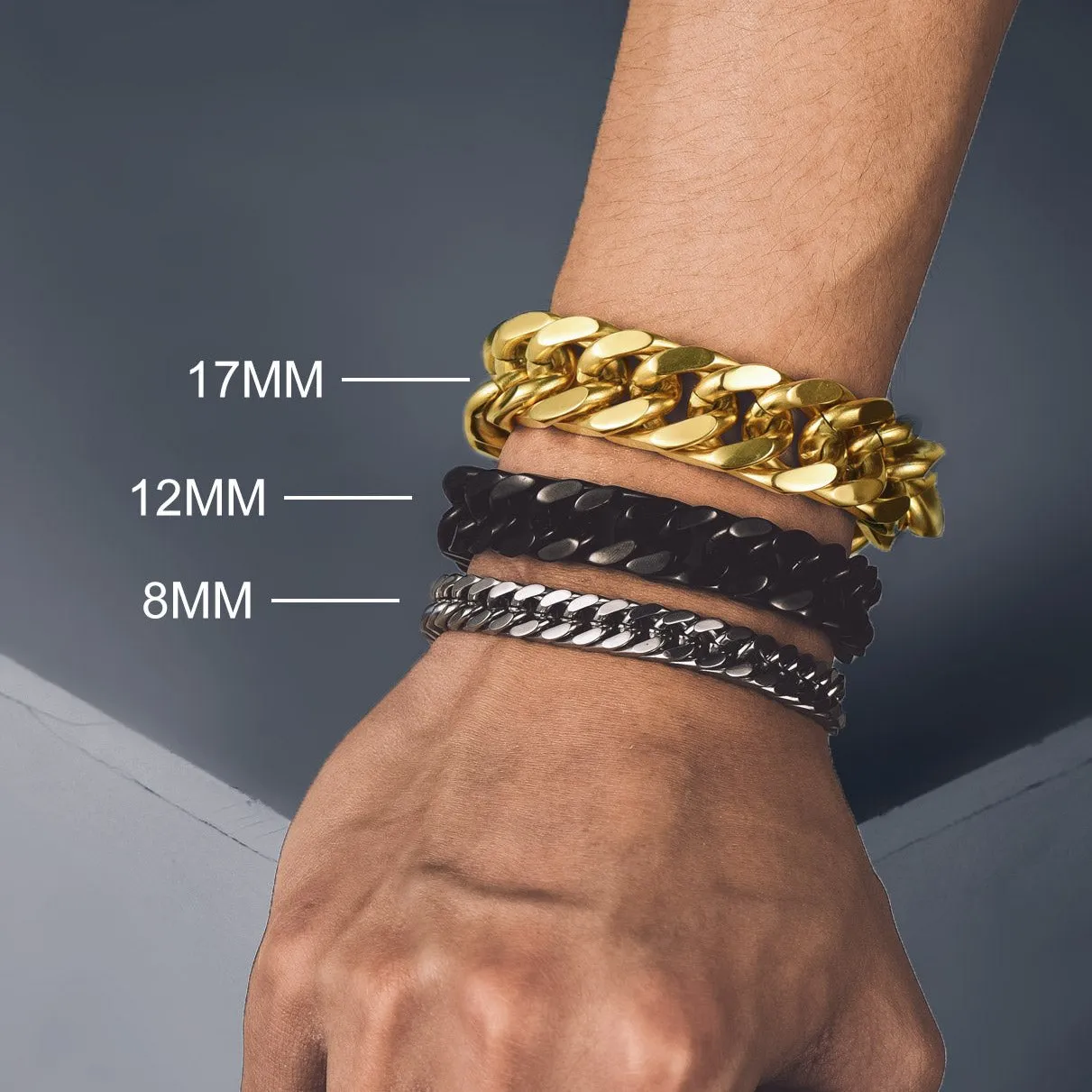 Cuban Chain Bracelet Gift for Men/Dad/Son, 8/12/17mm Width sold by FaithHeart product image thumbnail 5