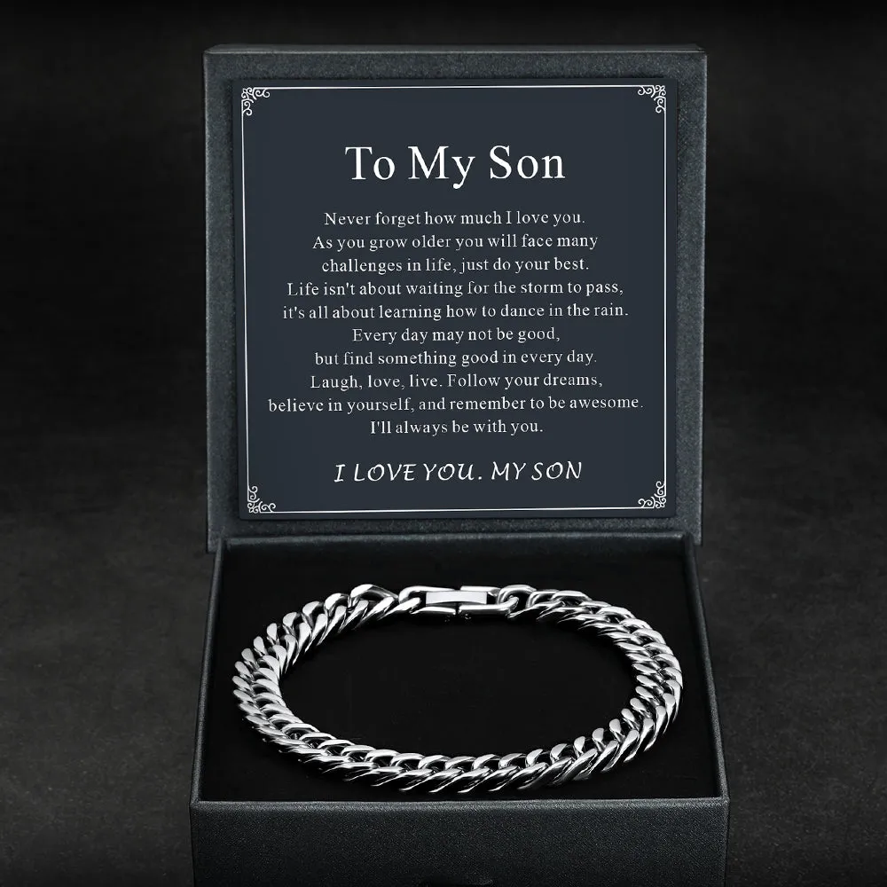 Cuban Chain Bracelet Gift for Men/Dad/Son, 8/12/17mm Width sold by FaithHeart