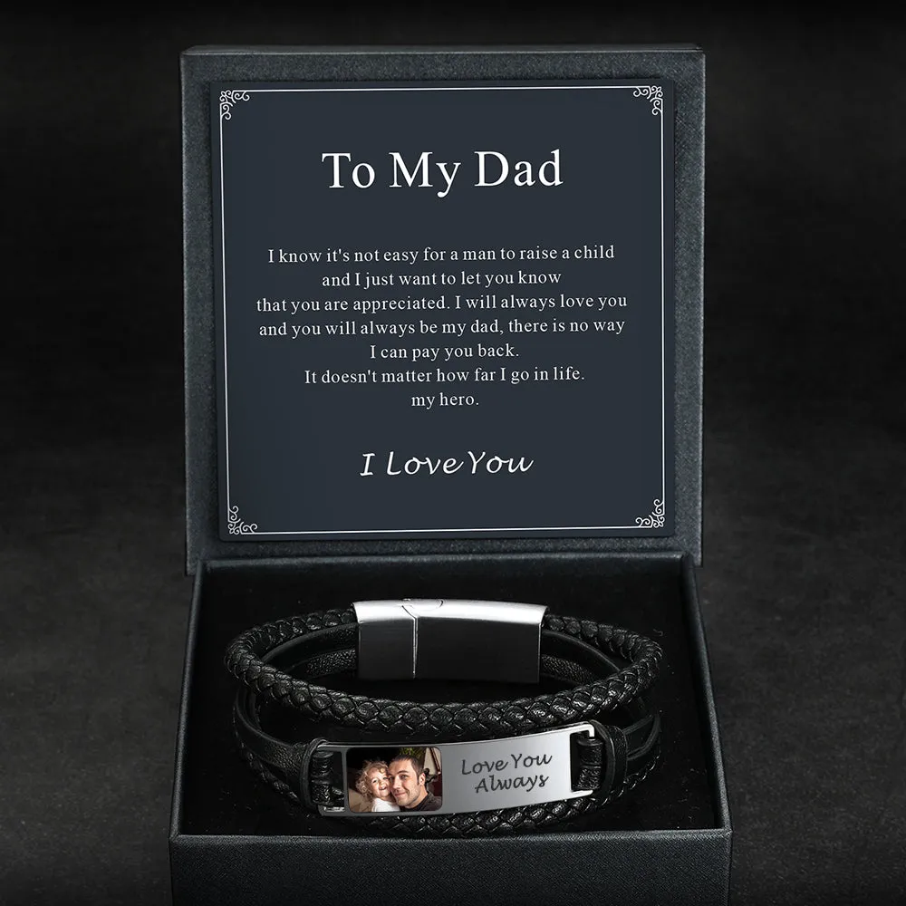 Personalized Leather Bracelet with Picture Gift for Men/Dad sold by FaithHeart product image thumbnail 5