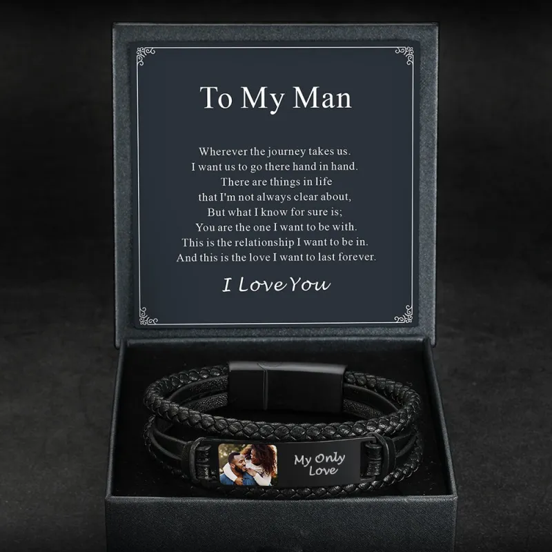 Personalized Leather Bracelet with Picture Gift for Men/Dad sold by FaithHeart