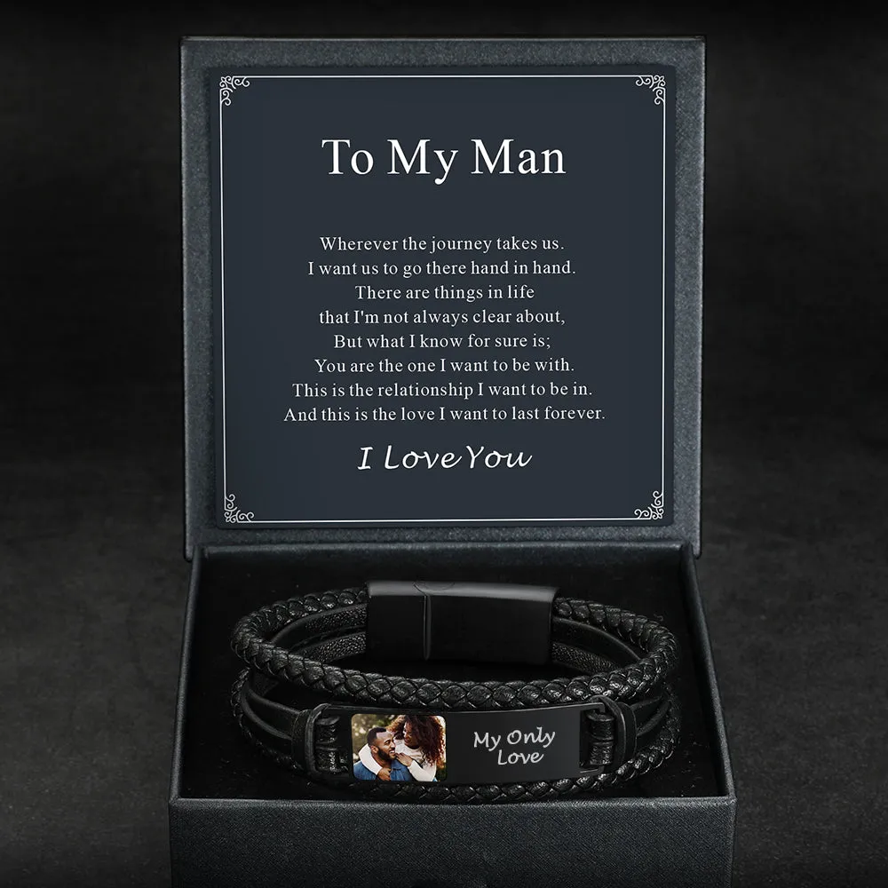Personalized Leather Bracelet with Picture Gift for Men/Dad sold by FaithHeart