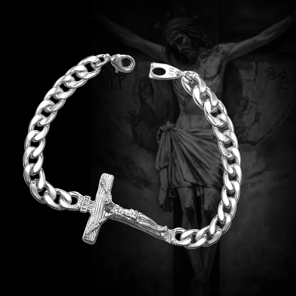 Christian Cross Cuban Chain Bracelet Gift for My Son Grandson sold by FaithHeart product image thumbnail 4
