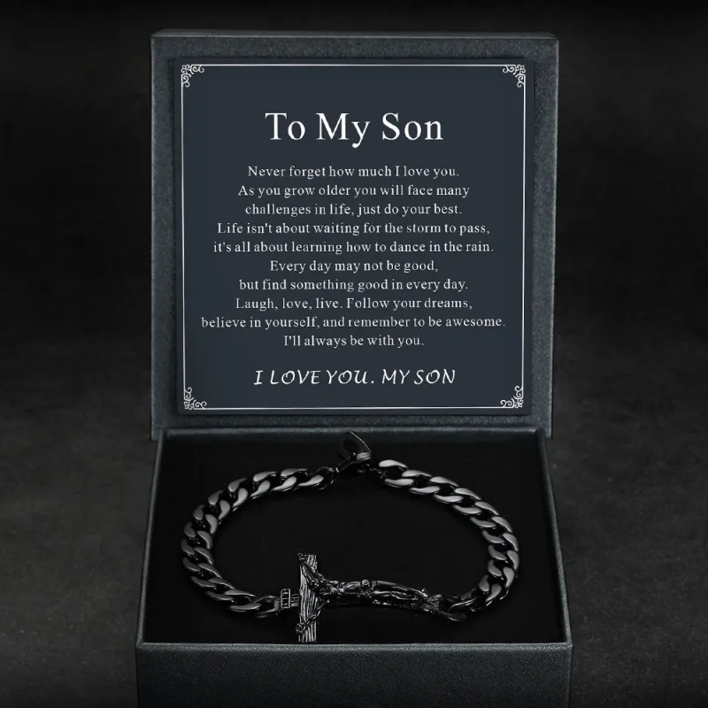 Christian Cross Cuban Chain Bracelet Gift for Men/Dad/Son sold by FaithHeart