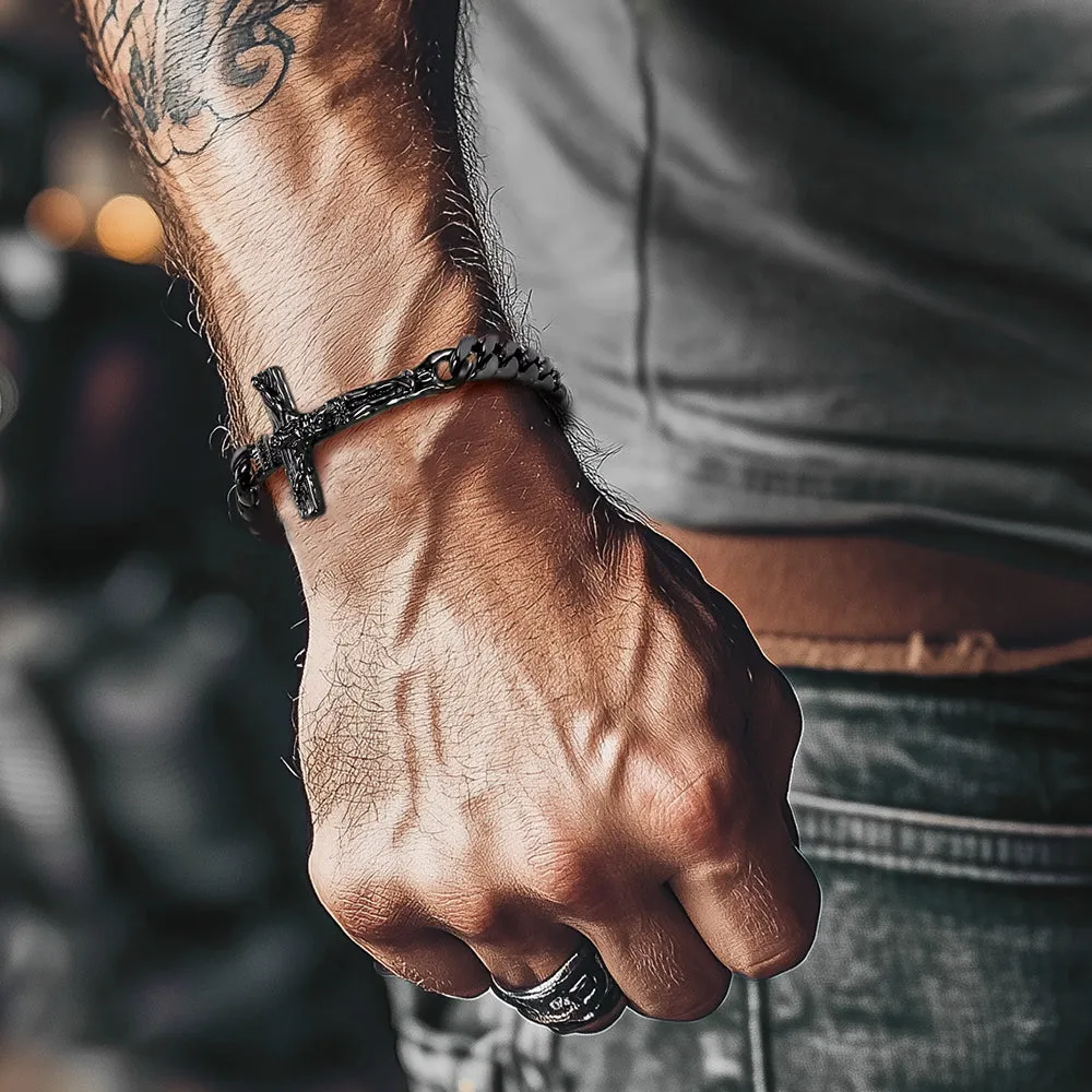 Christian Cross Cuban Chain Bracelet Gift for My Son Grandson sold by FaithHeart product image thumbnail 2
