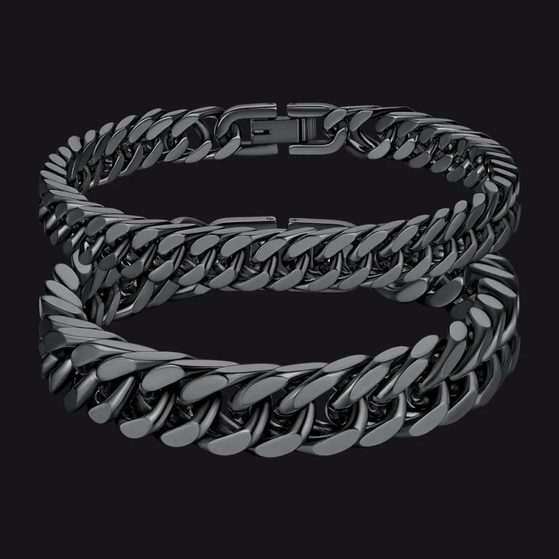 Cuban Link Chain Bracelets Set for Couple, 8/12mm Width sold by FaithHeart