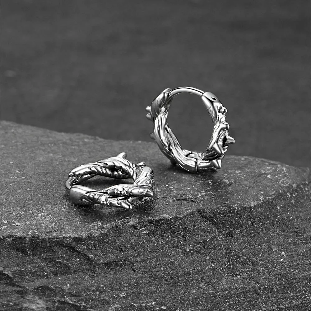 Punk Spike Thorns Huggie Hoop Earrings for Men sold by FaithHeart product image thumbnail 4