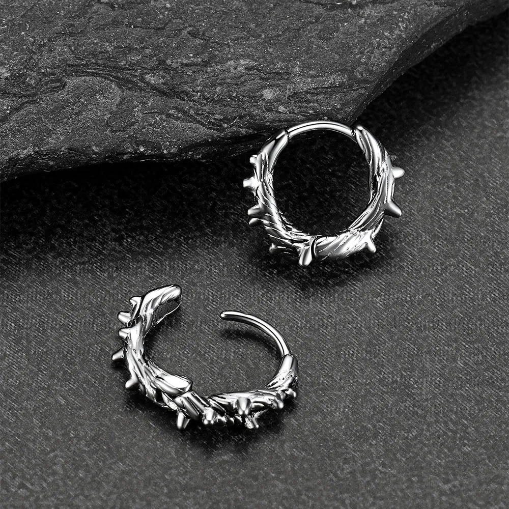 Punk Spike Thorns Huggie Hoop Earrings for Men sold by FaithHeart product image thumbnail 5