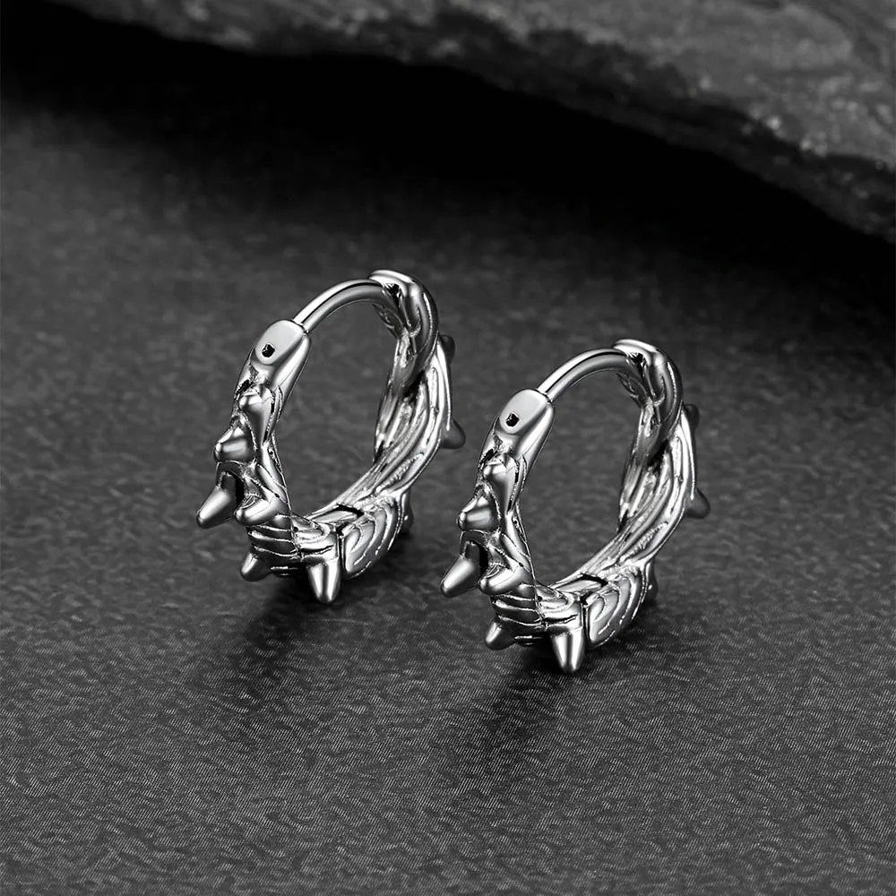 Punk Spike Thorns Huggie Hoop Earrings for Men sold by FaithHeart product image thumbnail 3