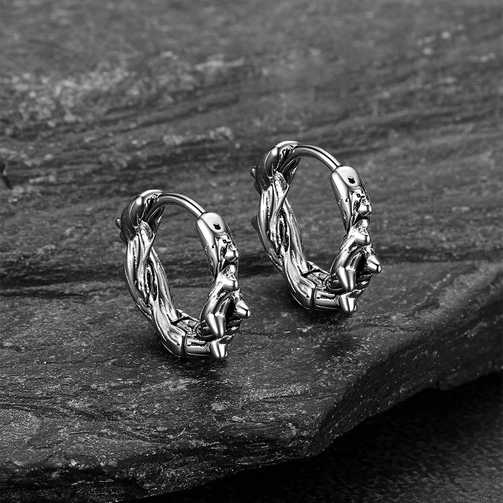 Punk Spike Thorns Huggie Hoop Earrings for Men sold by FaithHeart product image thumbnail 2