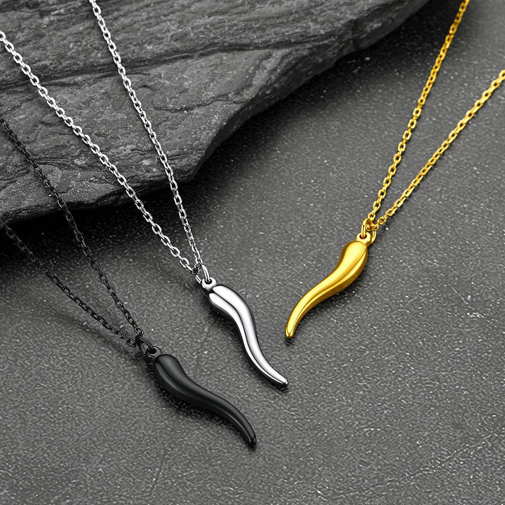 Gothic Skull Cuban Chain & Cornicello Italian Horn Layered Pendant Set for Men sold by FaithHeart product image thumbnail 3