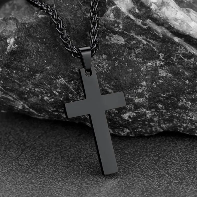 Gothic Skull Cuban Chain & Cross Layered Pendant Set for Men sold by FaithHeart product image thumbnail 4