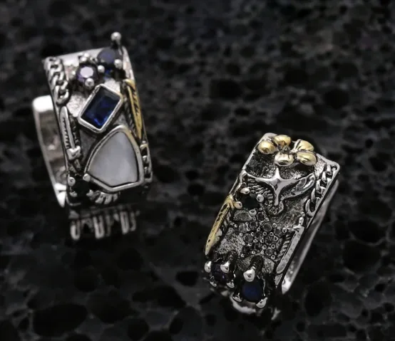 Punk Graffiti Joker Eagle Shield Star Square Hoop Earrings with Crystals for Men sold by FaithHeart product image thumbnail 2