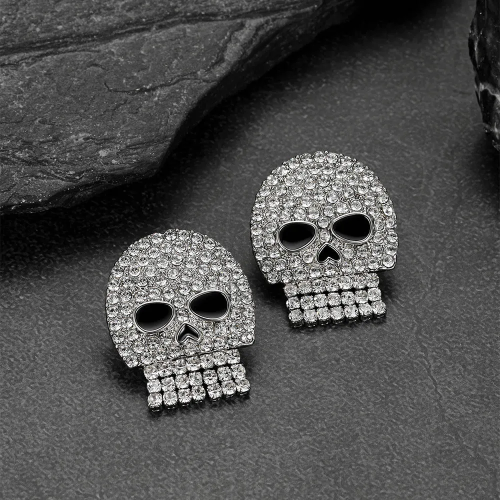 Ghost Diamond Skull Stud Earrings Halloween Gift sold by FaithHeart product image thumbnail 3