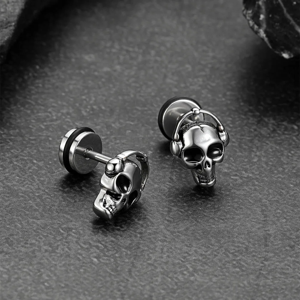 Halloween Gothic Music Skull Stud Earrings for Men sold by FaithHeart product image thumbnail 5