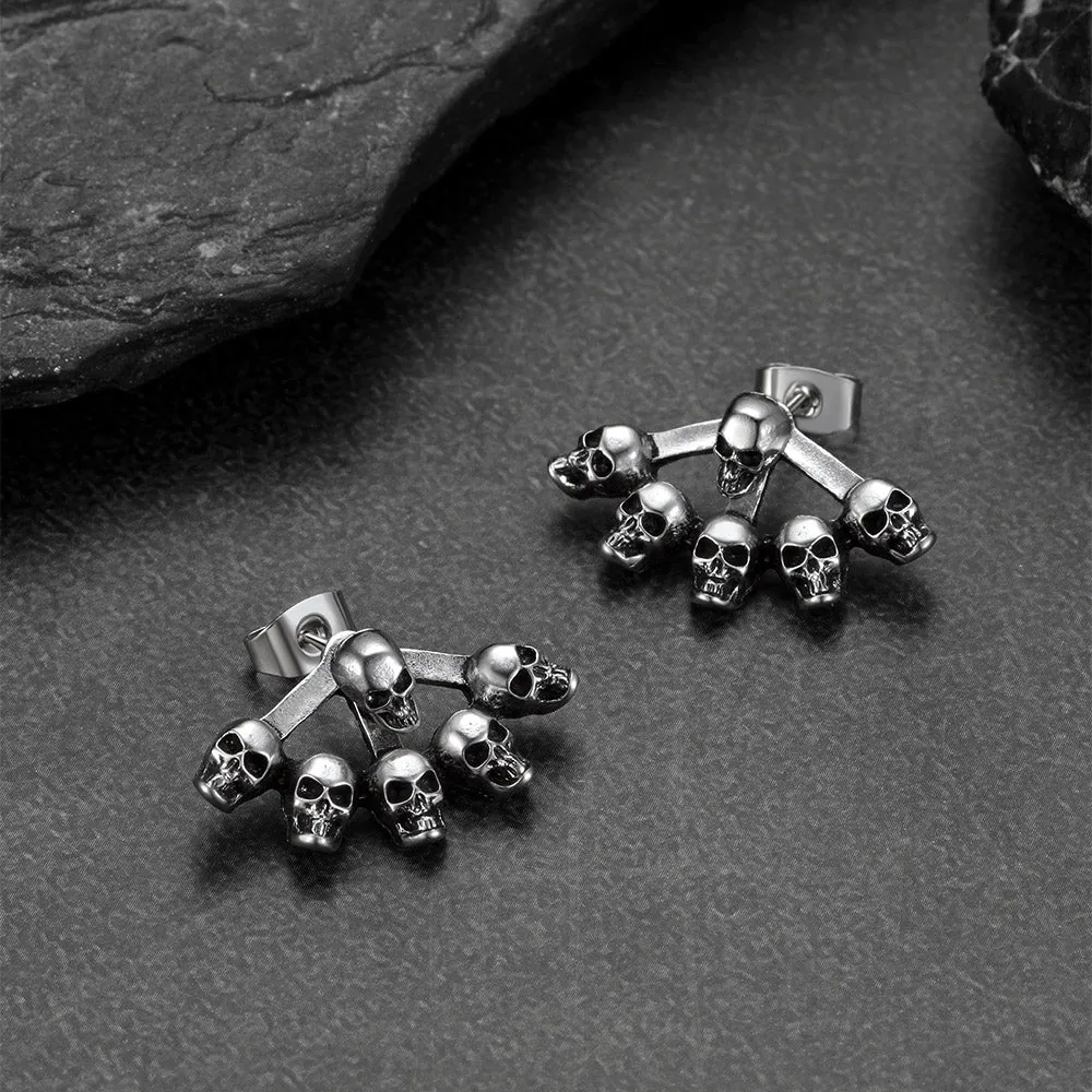 Gothic Multiple Skeleton Skull Head Stud Earrings Halloween Gift sold by FaithHeart product image thumbnail 5