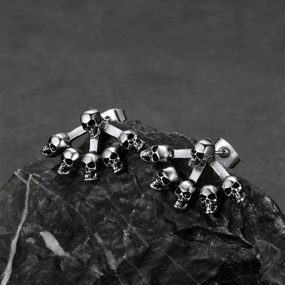 Gothic Multiple Skeleton Skull Head Stud Earrings Halloween Gift sold by FaithHeart product image thumbnail 3