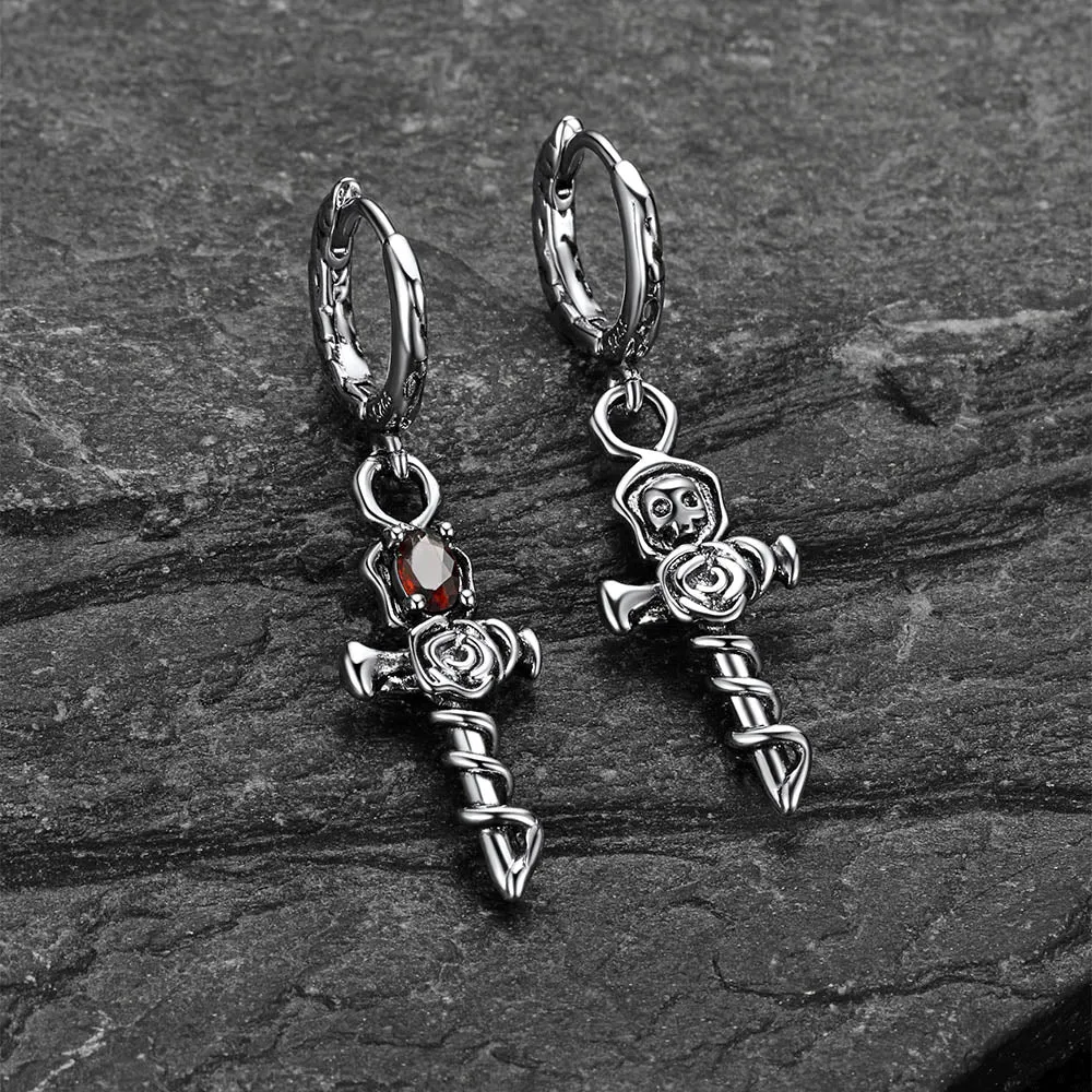 Vintage Rose Cross Drop Earrings for Men sold by FaithHeart product image thumbnail 5