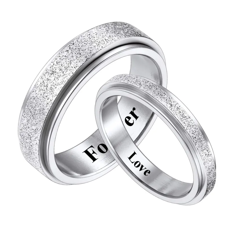 Custom Rotatable Spinner Anxiety Matching Promise Rings Set for Couple sold by FaithHeart
