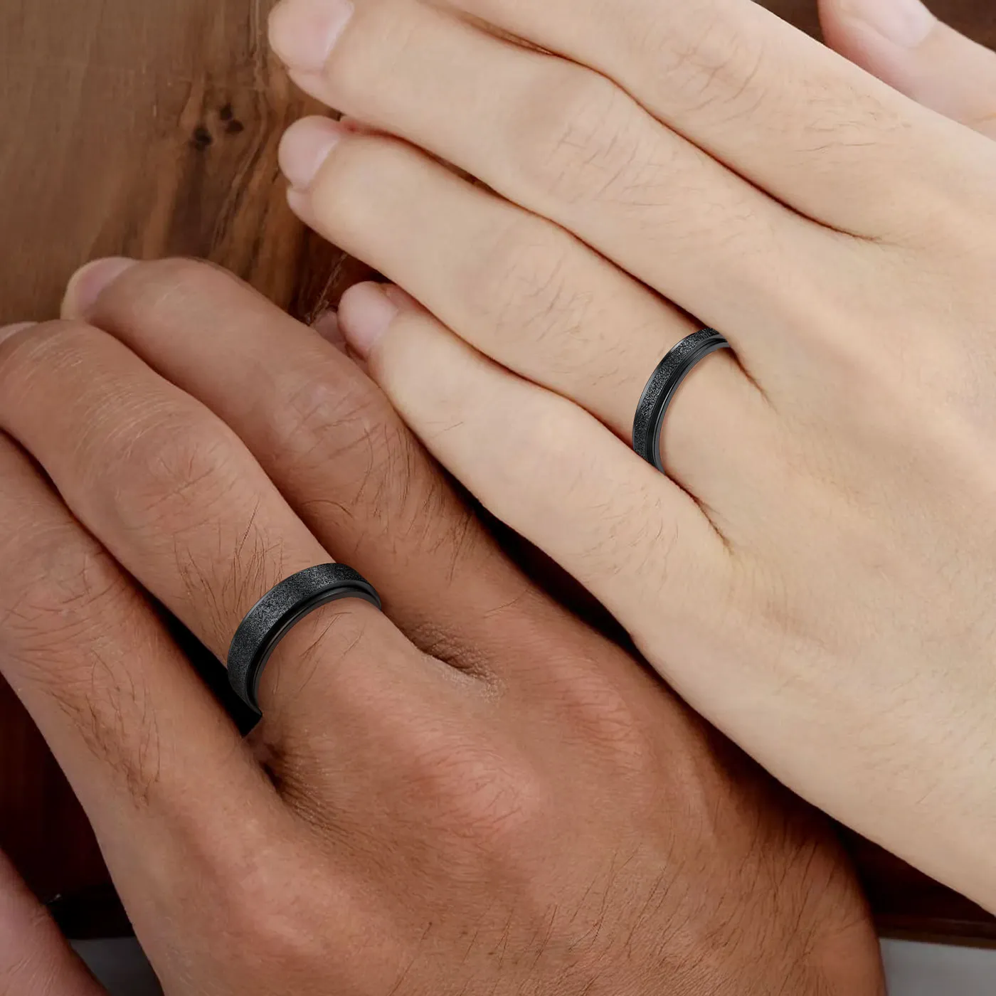 Custom Rotatable Spinner Anxiety Matching Promise Rings Set for Couple sold by FaithHeart product image thumbnail 2