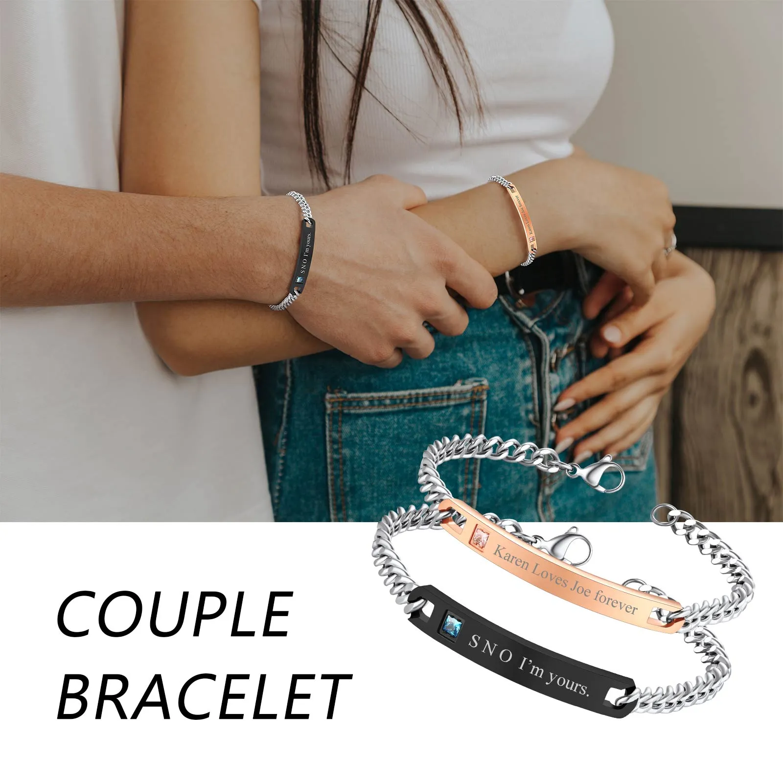 Custom Engraving Name ID Chain Bracelet sold by FaithHeart product image thumbnail 4