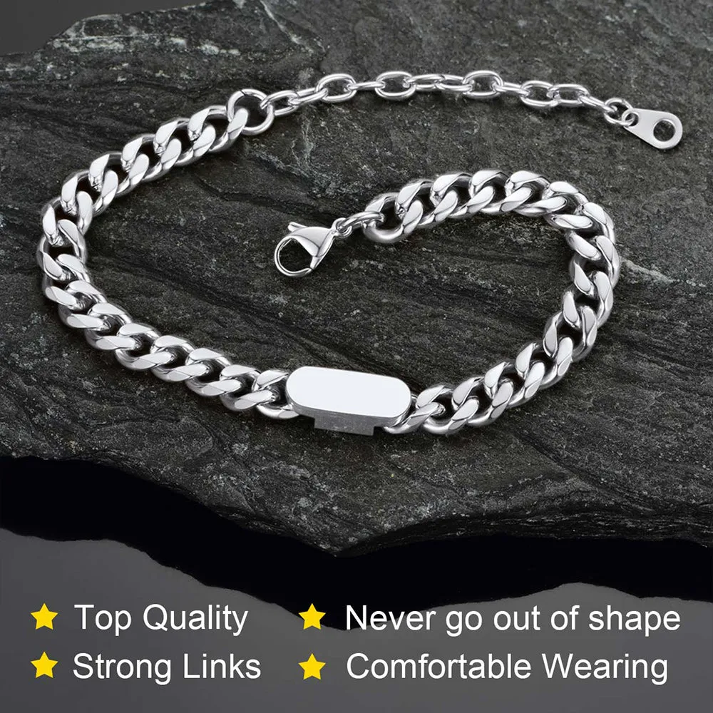7MM Engraving Name Cuban Link Chain Bracelet for Men sold by FaithHeart product image thumbnail 4