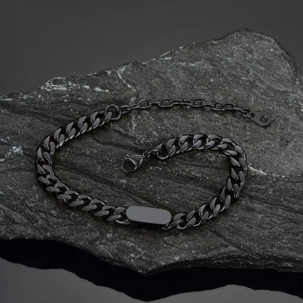 7MM Engraving Name Cuban Link Chain Bracelet for Men sold by FaithHeart product image thumbnail 5