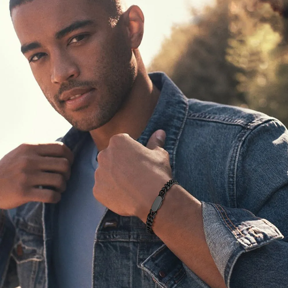 7MM Engraving Name Cuban Link Chain Bracelet for Men sold by FaithHeart product image thumbnail 3