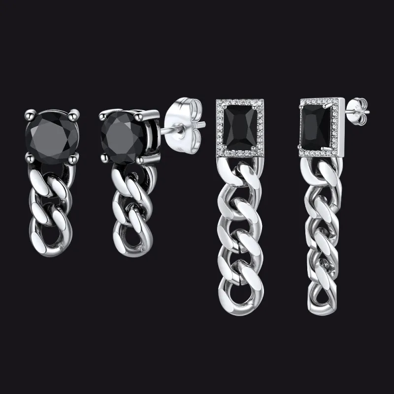 Couple Cubic Zirconia Chain Dangle Earrings Set for Men Women made by FaithHeart