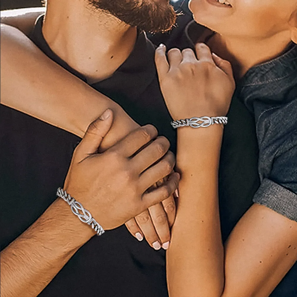 To My Love Infinity Love Knot Cuban Chain Bracelet For Couple Men Women sold by FaithHeart product image thumbnail 4