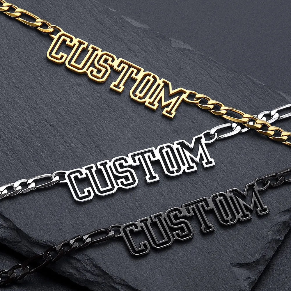 Personalised Nameplate Figaro Chain Necklace for Men Women sold by FaithHeart product image thumbnail 5