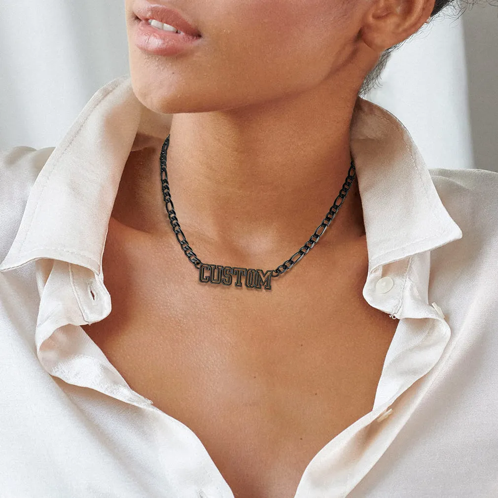 Personalised Nameplate Figaro Chain Necklace for Men Women sold by FaithHeart product image thumbnail 4