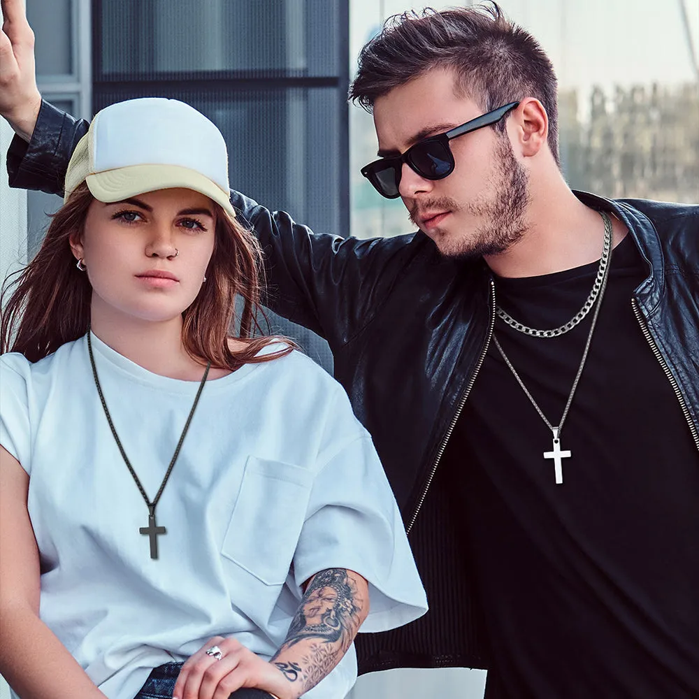 Gift for Men Cuban Chain & Cross Pendant Layered Necklace Set Birthday Gift sold by FaithHeart product image thumbnail 4