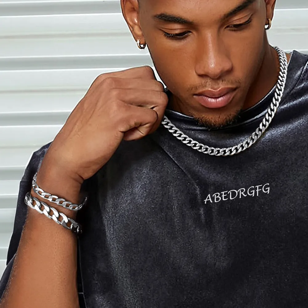 9MM Sturdy Cuban Link Chain & Bracelet Set for Men sold by FaithHeart product image thumbnail 2