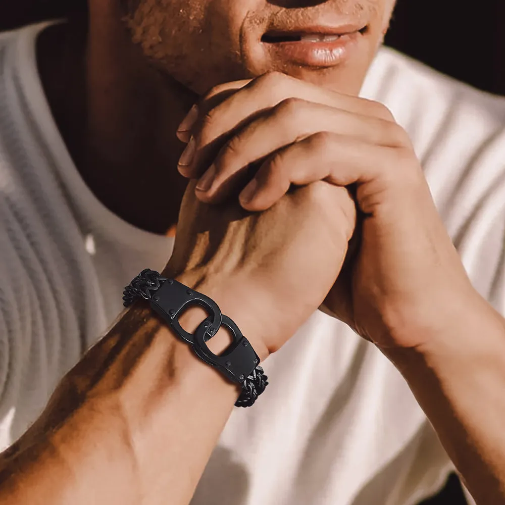 Gothic Punk Handcuff Necklace & Bracelet Jewelry Set for Men sold by FaithHeart product image thumbnail 4