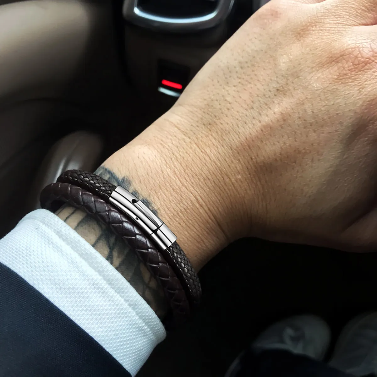 3mm Braided Leather Cord Chain Rope Necklace & Bracelet Set for Men sold by FaithHeart product image thumbnail 3