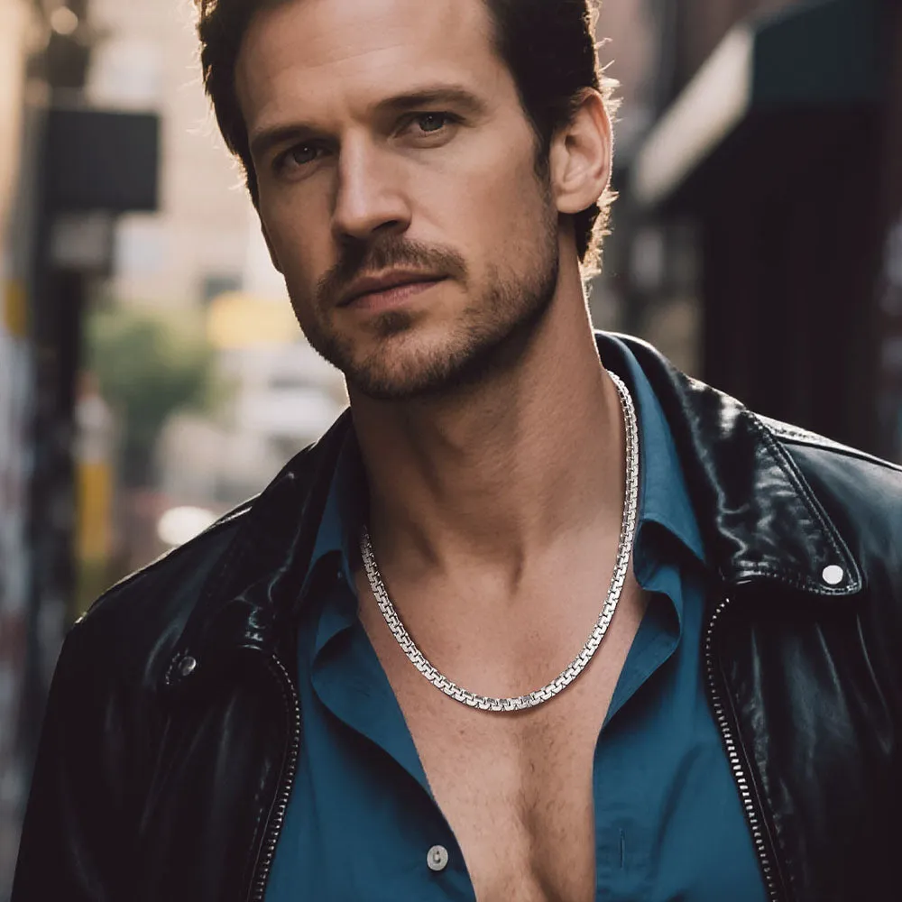 6MM Flat Box Link Chain & Bracelet Bundle Set for Men sold by FaithHeart product image thumbnail 3