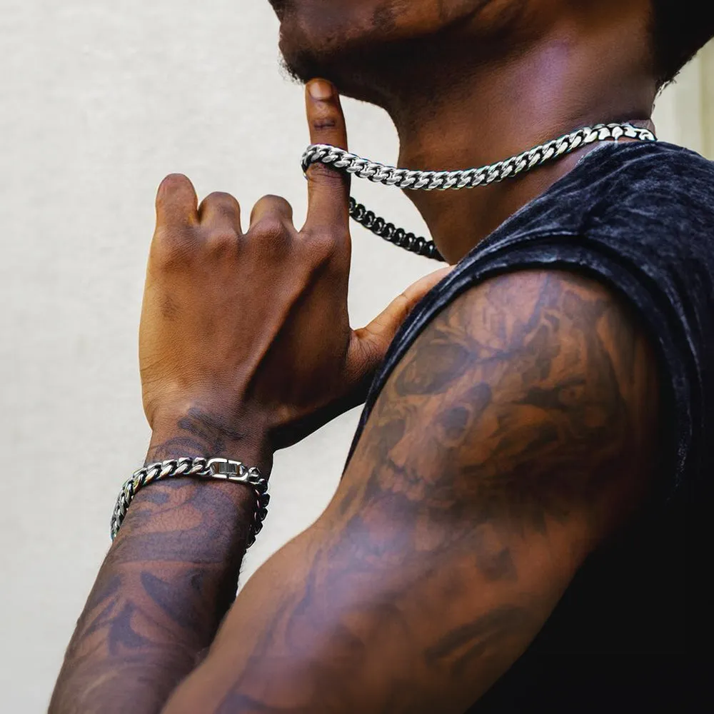 10mm Chunky Heavy Cuban Link Chain & Bracelet Set for Men sold by FaithHeart product image thumbnail 2