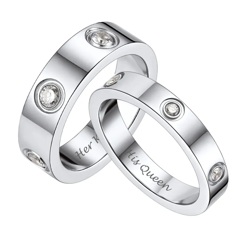 Cubic Zirconia Love Couple Promise Band Rings for Him & Her sold by FaithHeart