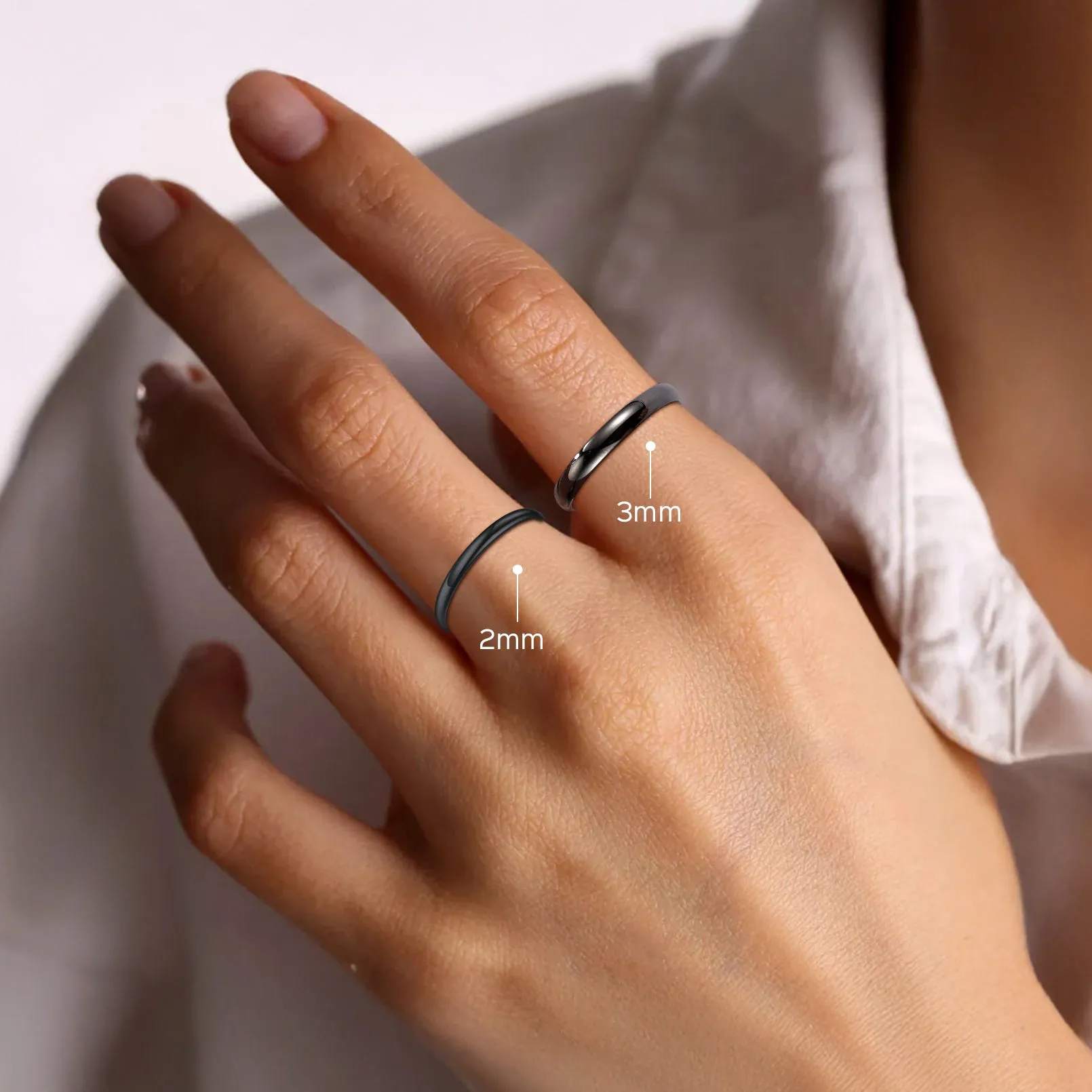 Sterling Silver Minimalist Customized Plain Couple Rings Set sold by FaithHeart product image thumbnail 5