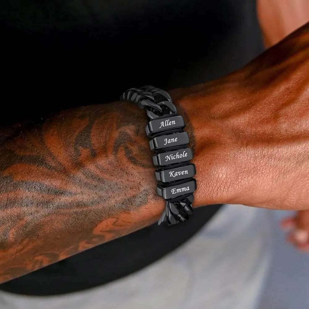 Customized Engraved Multiple Name Cuban Link Chain Bracelet for Men sold by FaithHeart product image thumbnail 3