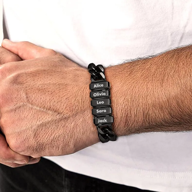 Customized Engraved Multiple Name Cuban Link Chain Bracelet for Men sold by FaithHeart product image thumbnail 2