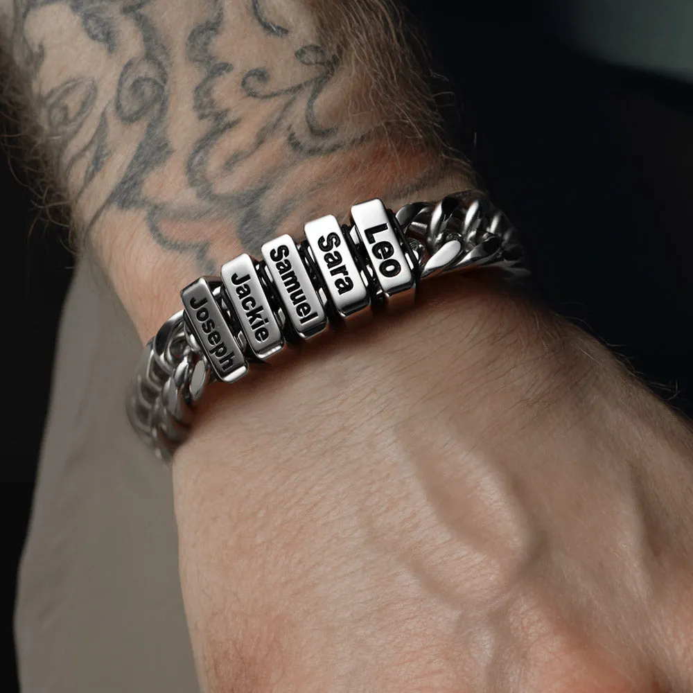 Customized Engraved Multiple Name Cuban Link Chain Bracelet for Men sold by FaithHeart product image thumbnail 4