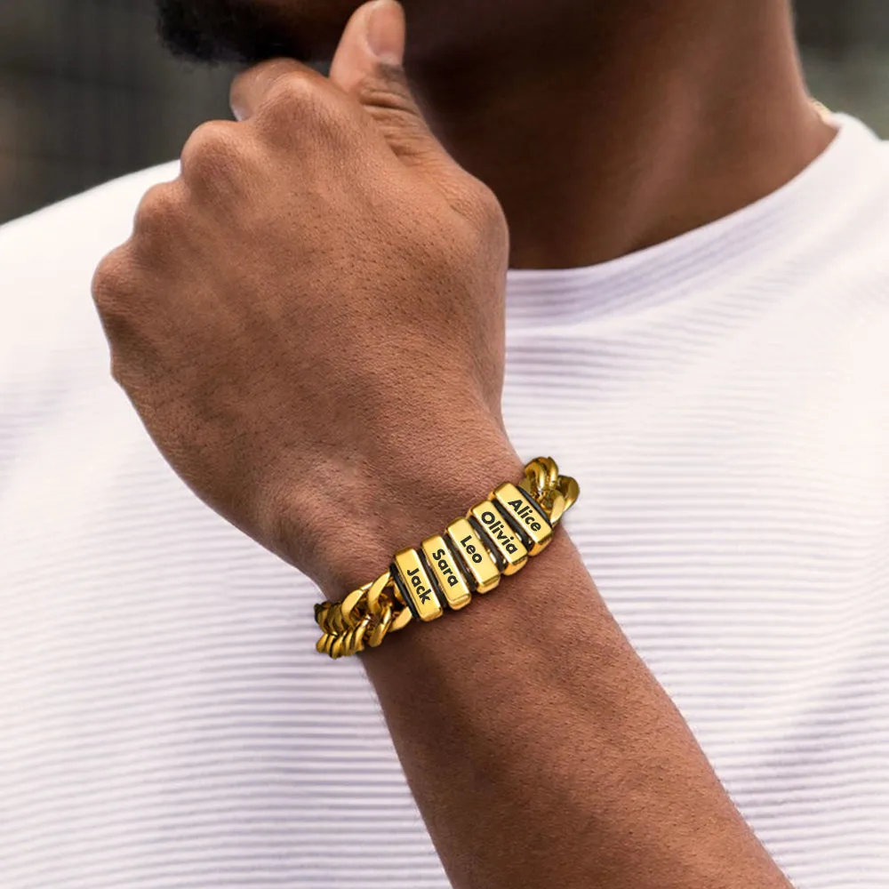 Customized Engraved Multiple Name Cuban Link Chain Bracelet for Men sold by FaithHeart product image thumbnail 5