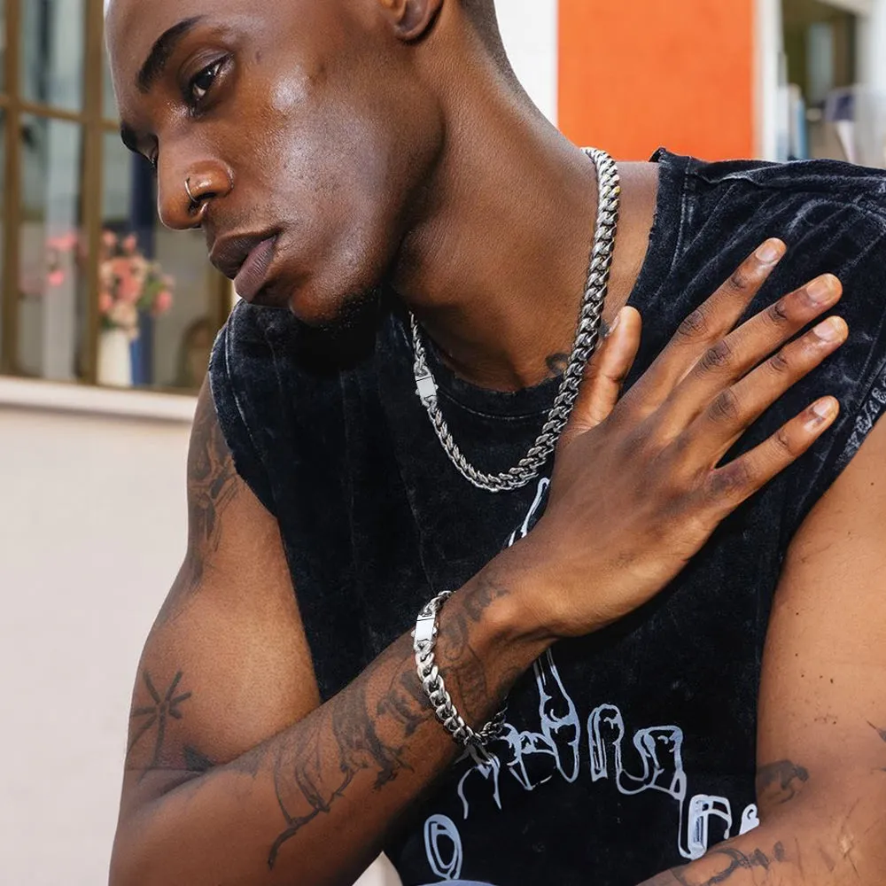 9MM Miami Cuban Chain & Bracelet Jewelry Set for Men sold by FaithHeart product image thumbnail 2