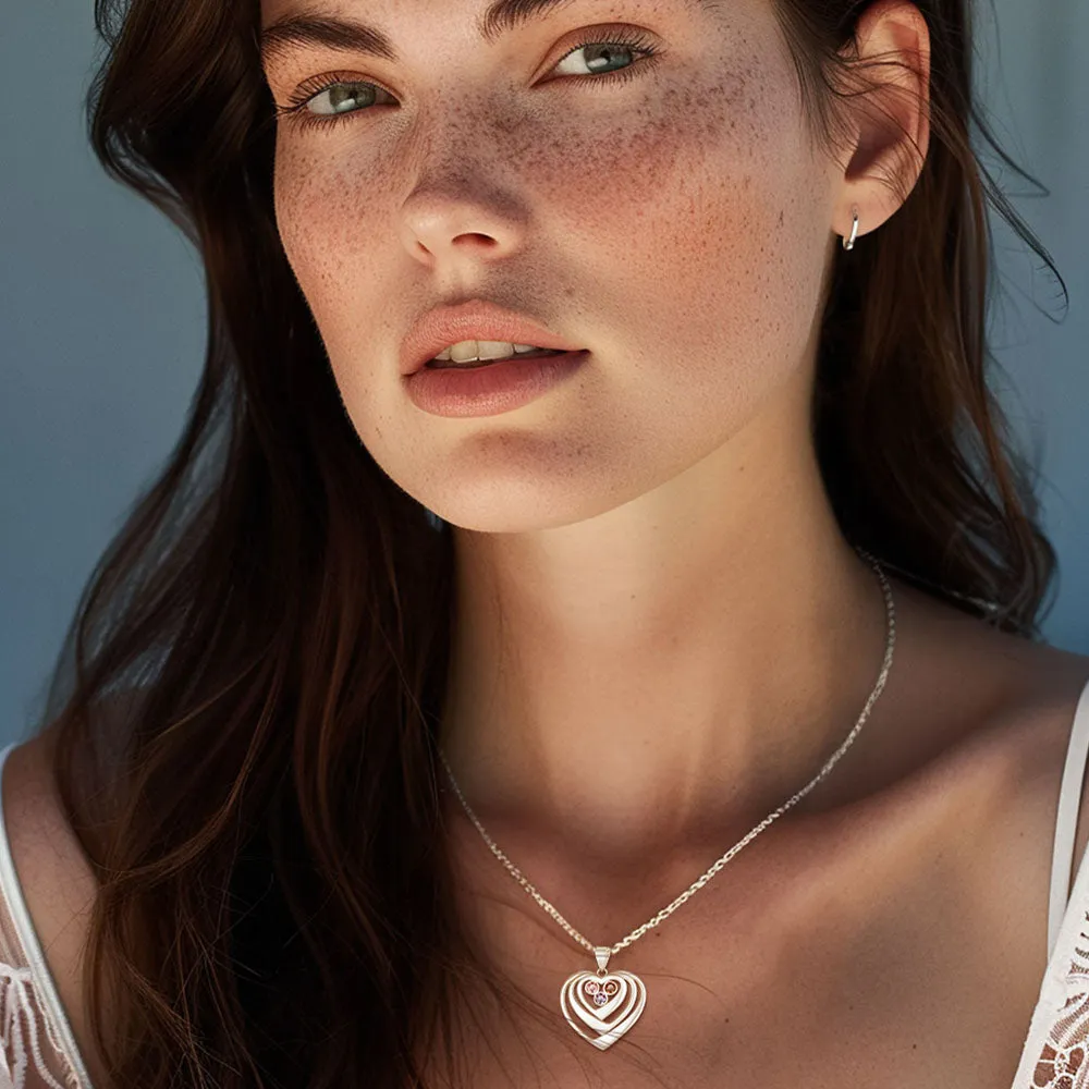 Personalized Sterling Silver Birthstone Heart Necklace sold by FaithHeart product image thumbnail 2