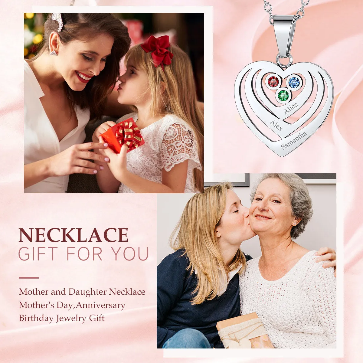 Personalized Sterling Silver Birthstone Heart Necklace sold by FaithHeart product image thumbnail 4