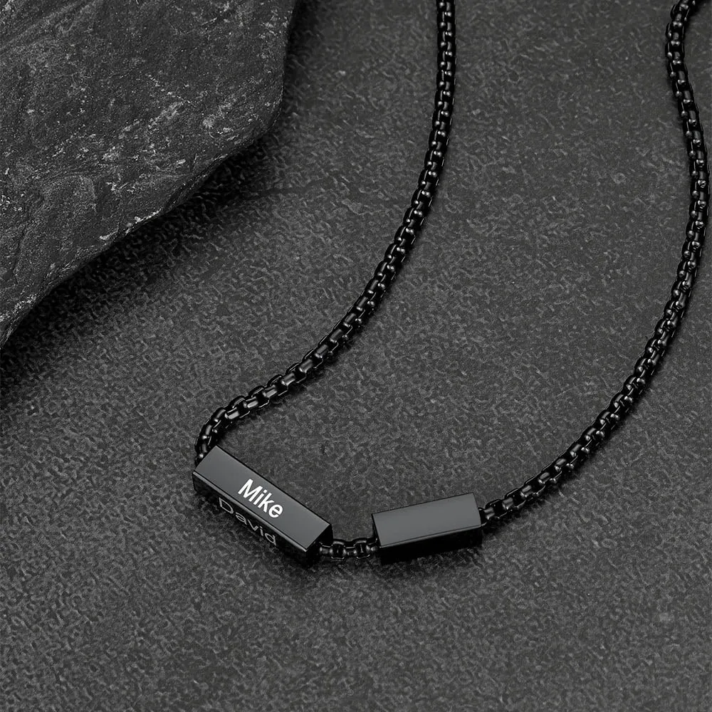 Custom Engraved Names Bar Chain Necklace for Men sold by FaithHeart product image thumbnail 5